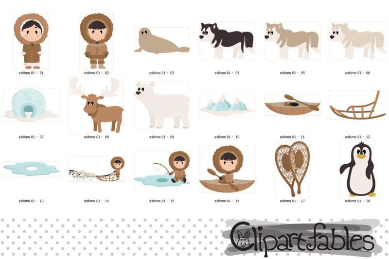 cute-eskimo-clipart-north-pole-igloo-arctic-art