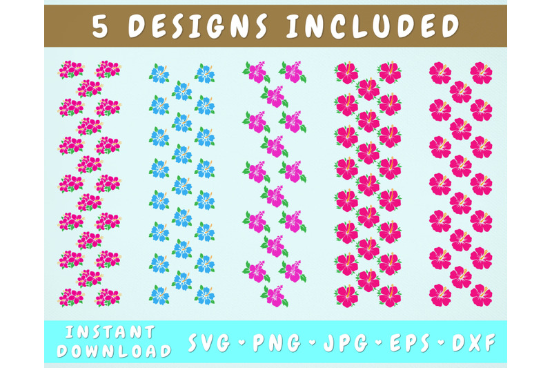 5-hibiscus-pen-wraps-hawaii-flower-glitter-pen-wrap-svg-bundle