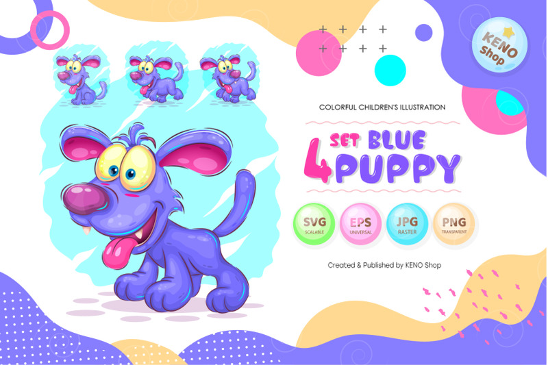 set-cartoon-blue-puppy