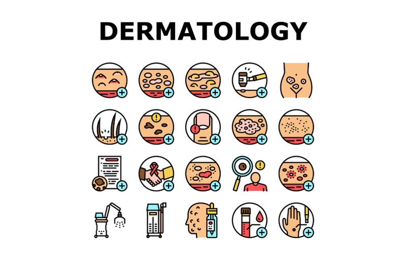 dermatology-problem-collection-icons-set-vector