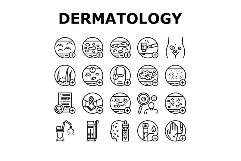 dermatology-problem-collection-icons-set-vector