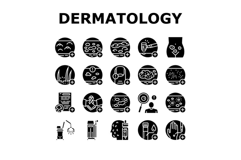 dermatology-problem-collection-icons-set-vector