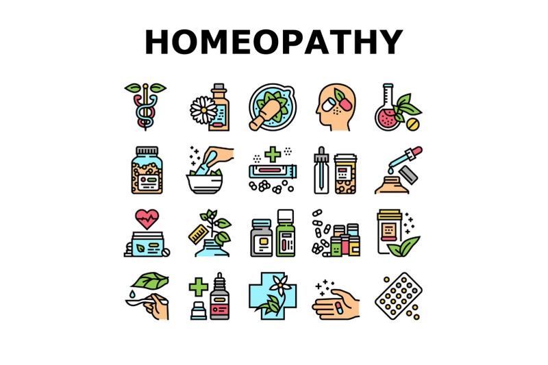 homeopathy-medicine-collection-icons-set-vector