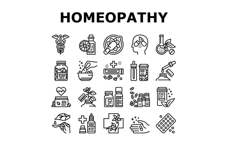 homeopathy-medicine-collection-icons-set-vector