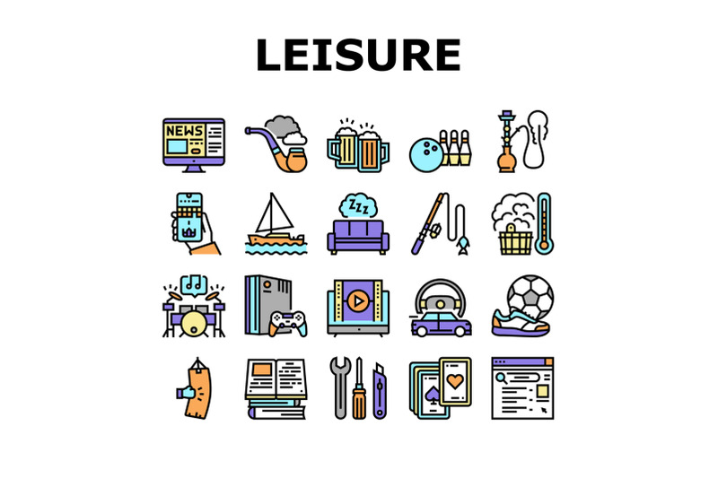 mens-leisure-time-collection-icons-set-vector