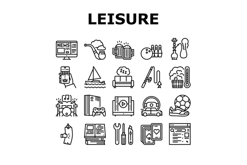 mens-leisure-time-collection-icons-set-vector