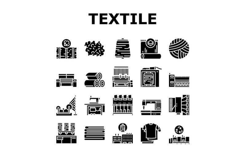 textile-production-collection-icons-set-vector