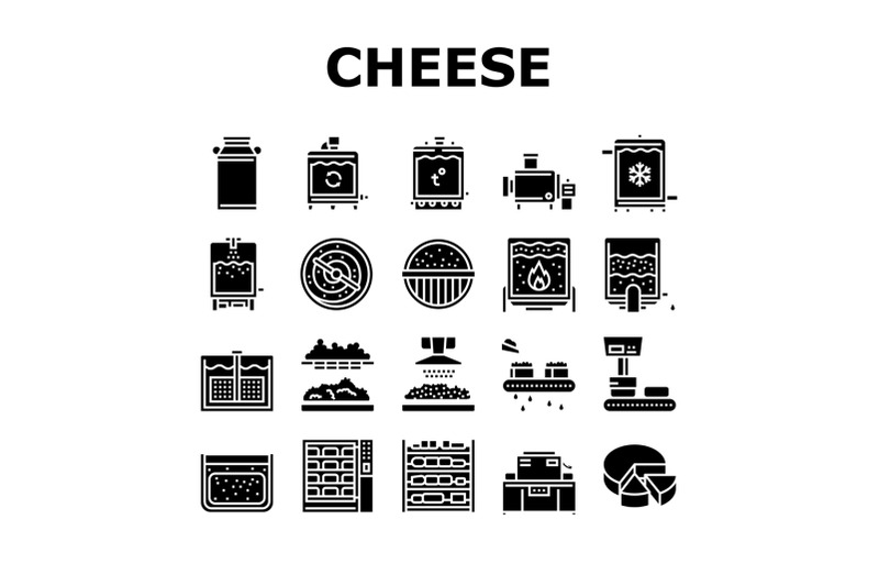 cheese-production-collection-icons-set-vector