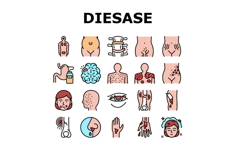 disease-health-problem-collection-icons-set-vector