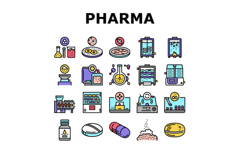 pharmaceutical-production-factory-icons-set-vector