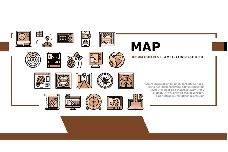 map-location-system-landing-header-vector