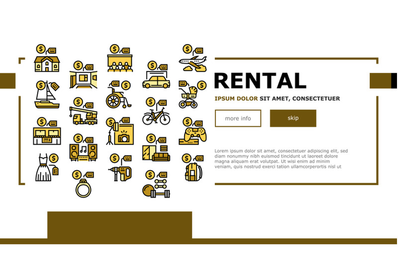 rental-service-business-landing-web-page-header-banner-template-vector