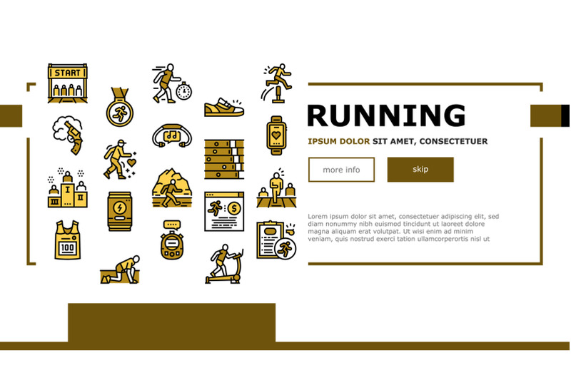 running-athletic-sport-landing-web-page-header-banner-template-vector