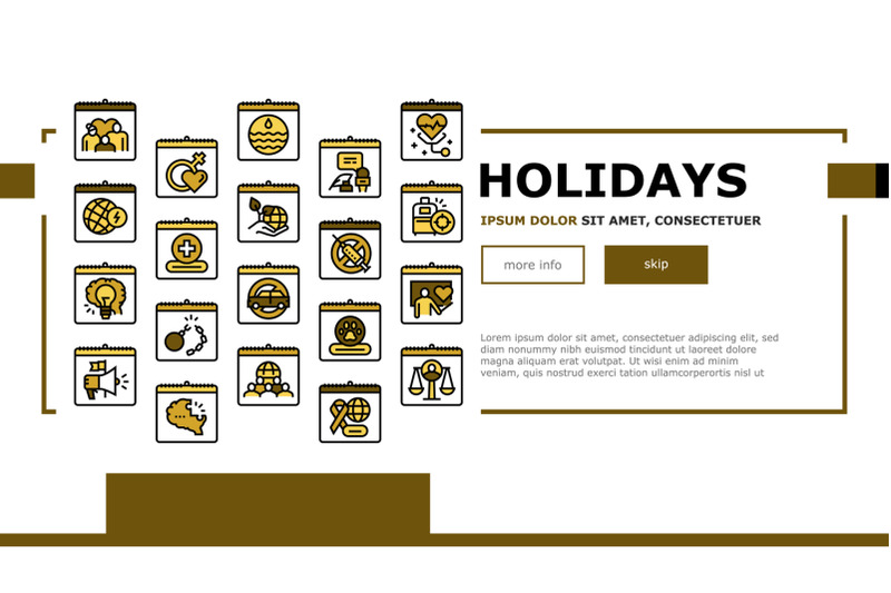 world-holidays-event-landing-web-page-header-banner-template-vector