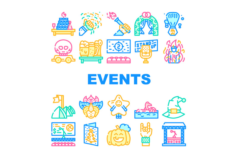 events-and-festival-collection-icons-set-vector