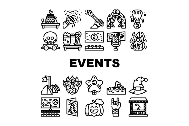 events-and-festival-collection-icons-set-vector