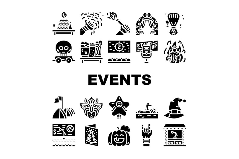 events-and-festival-collection-icons-set-vector