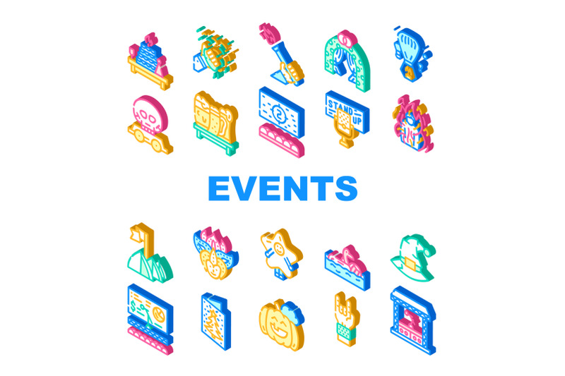 events-and-festival-collection-icons-set-vector