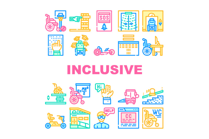 inclusive-life-tool-collection-icons-set-vector