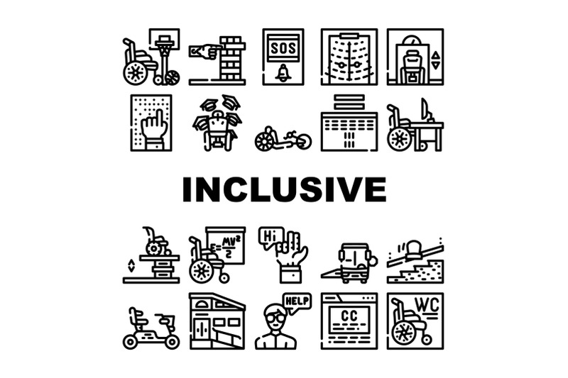 inclusive-life-tool-collection-icons-set-vector