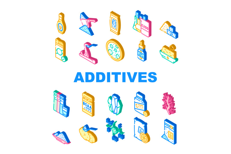 food-additives-formula-collection-icons-set-vector