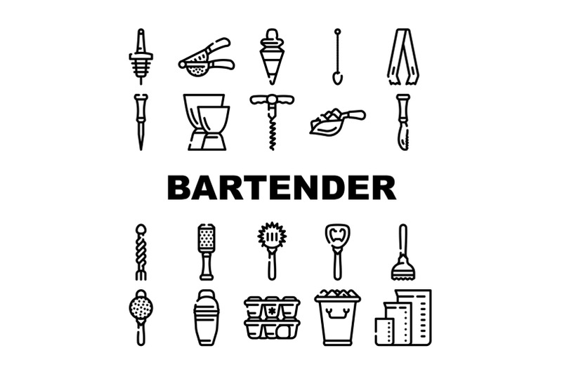 bartender-accessory-collection-icons-set-vector