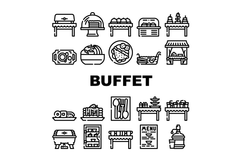 buffet-food-and-drinks-collection-icons-set-vector