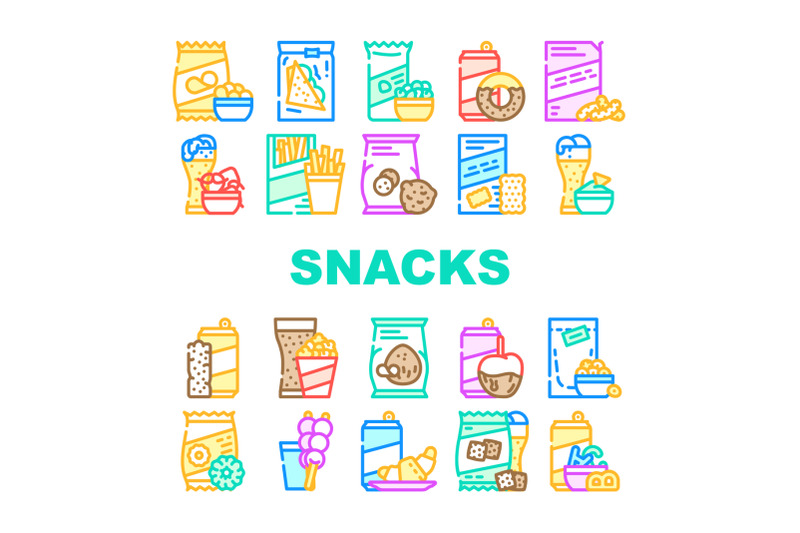 snacks-food-and-drink-collection-icons-set-vector