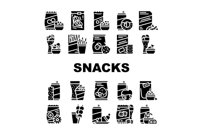 snacks-food-and-drink-collection-icons-set-vector