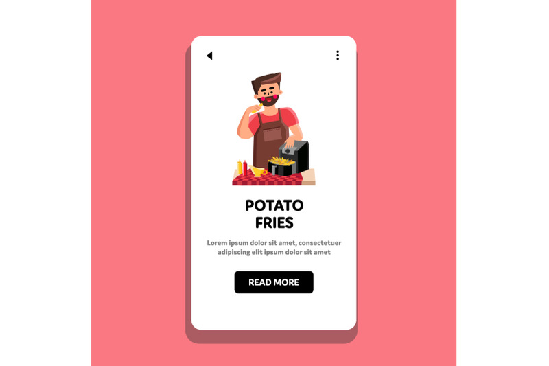 potato-fries-cooking-chef-in-air-fryer-vector