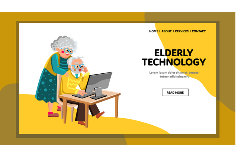 elderly-technology-gadget-using-together-vector