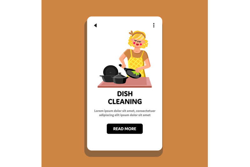 dish-cleaning-young-housewife-on-kitchen-vector