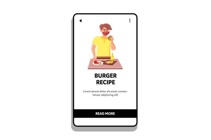 burger-recipe-preparing-man-on-kitchen-vector