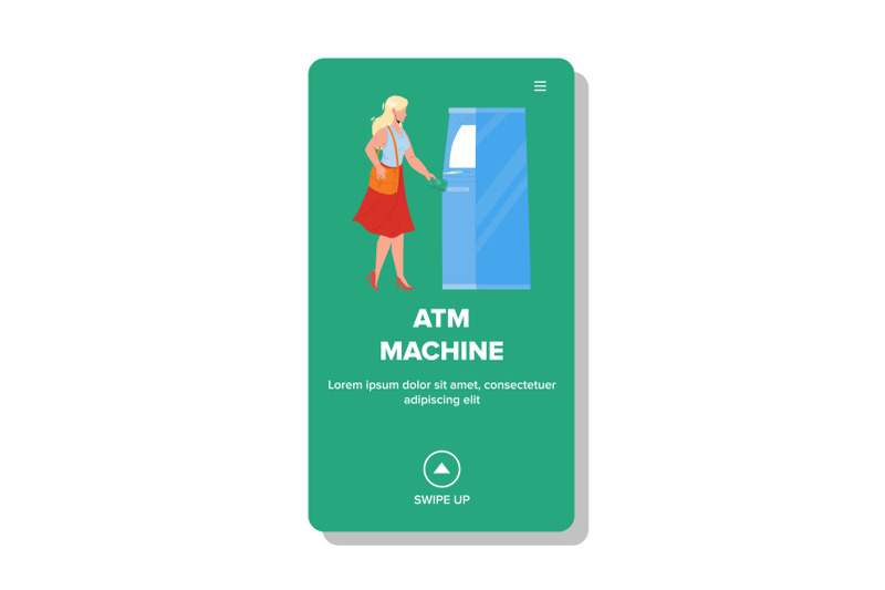 atm-machine-using-woman-for-getting-cash-vector