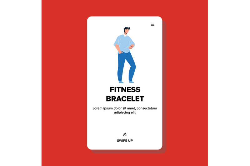 on-fitness-bracelet-watching-young-man-vector