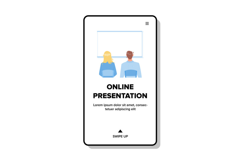 online-presentation-watch-couple-on-screen-vector