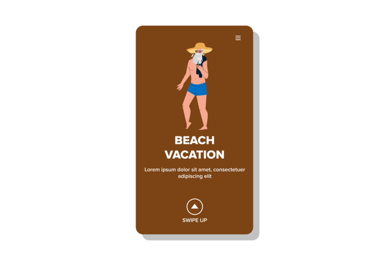 beach-vacation-holiday-enjoying-senior-man-vector