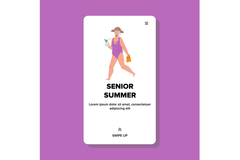 woman-senior-have-summer-vacation-on-beach-vector