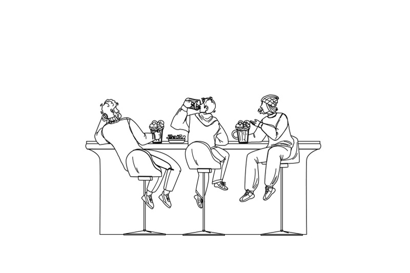 men-drink-beer-and-talk-in-alcohol-bar-vector