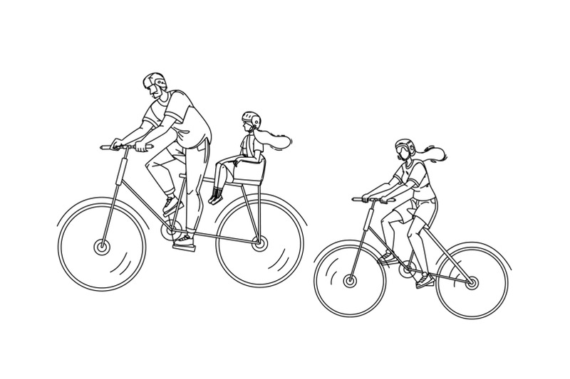 bicyclists-family-riding-together-in-park-vector