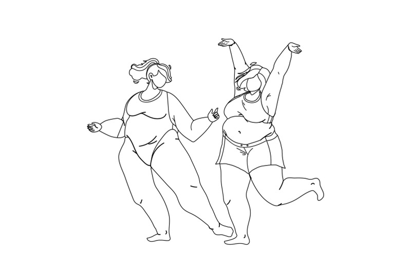 body-positive-young-woman-couple-dancing-vector