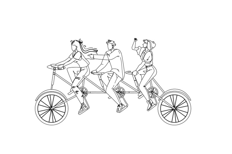 collective-boy-and-girls-riding-tandem-vector