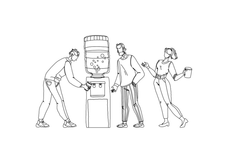 people-drinking-fresh-water-from-cooler-vector