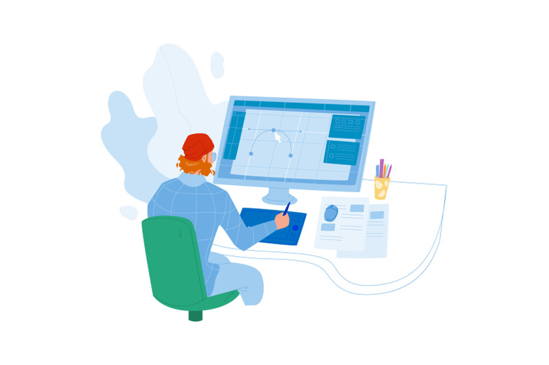 designer-working-on-new-project-at-computer-vector