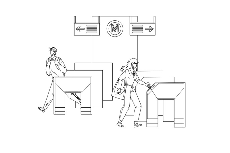 entry-metro-people-pass-through-turnstiles-vector