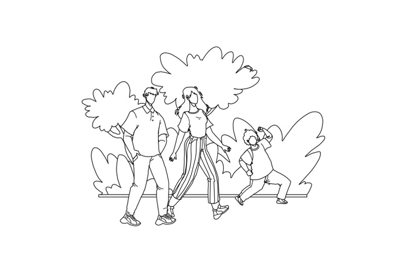 in-family-park-walking-parents-with-child-vector