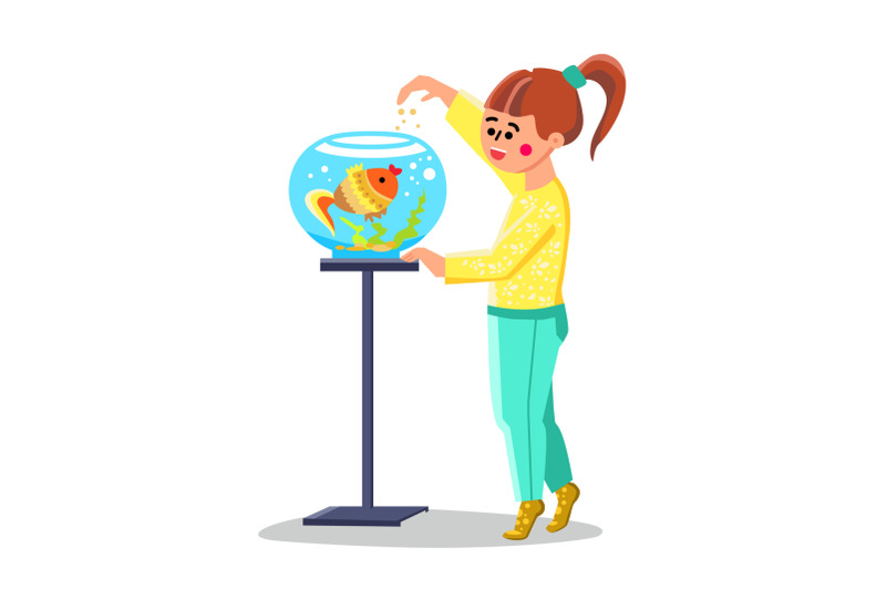 little-girl-feed-fish-in-fishbowl-aquarium-vector