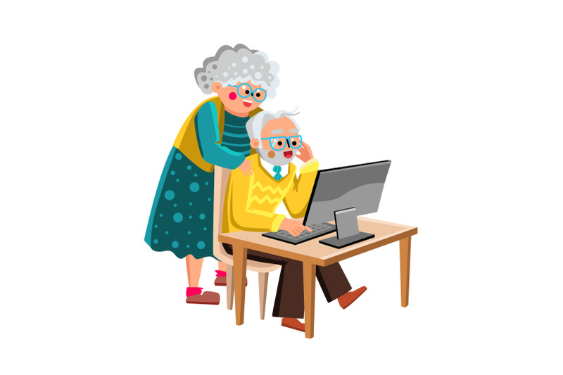 grandma-and-grandpa-working-on-computer-vector