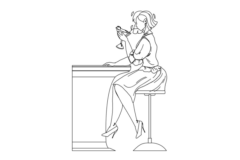 martini-beverage-drink-girl-at-bar-counter-vector