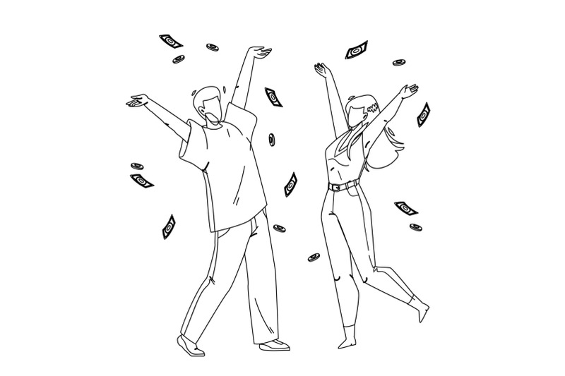 under-money-rain-dancing-man-and-woman-vector